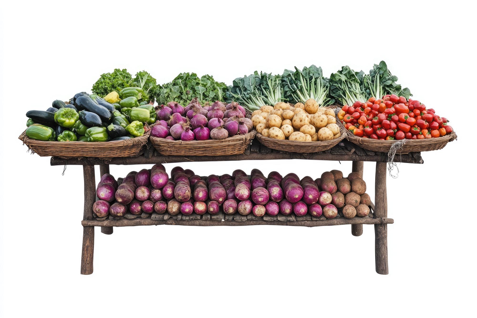 Regionaler Marktstand mit Obst und Gemüse